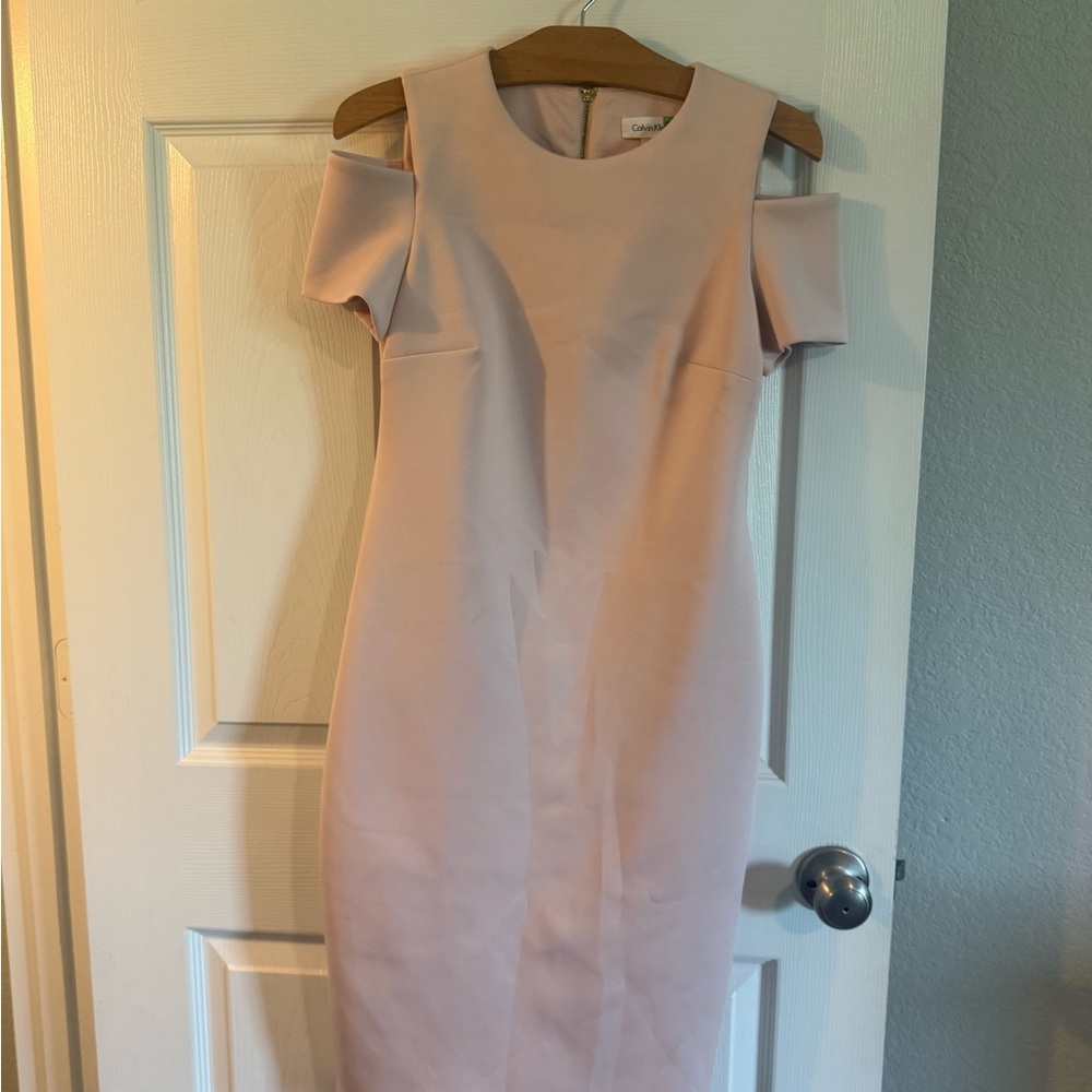 Calvin Klein Pink Cold Shoulder Sheath Dress
